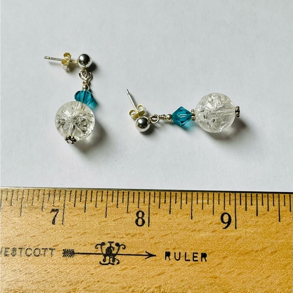 Stunning Artisan NWOT Earrings with Quartz, Swarovski Crystal, & Sterling Silver - Picture 4 of 5